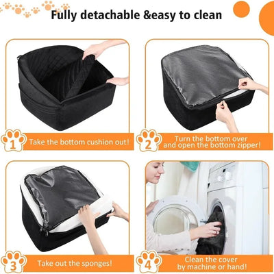 Dog Car Seat for Small Medium Dogs Detachable Washable Dog Booster Seat Pet Car Travel Bed with Storage Pockets and Safety Belt