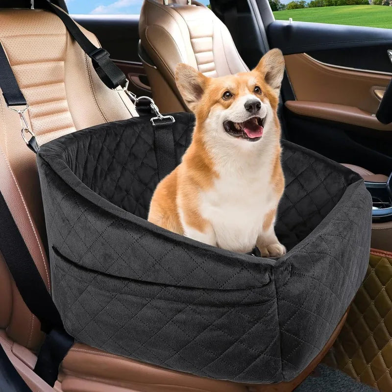 Dog Car Seat for Small Medium Dogs Detachable Washable Dog Booster Seat Pet Car Travel Bed with Storage Pockets and Safety Belt