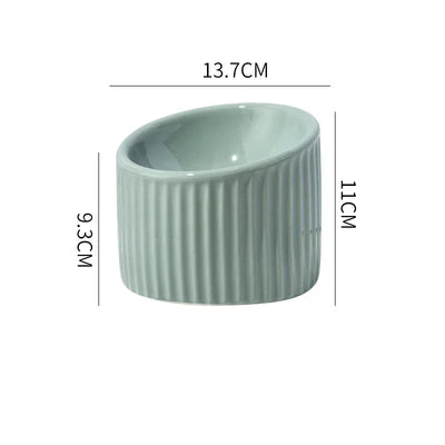 Ceramic Cat Water Bowl Striped Small Dogs Food Feeders Elevated Pet Drinking Eating Feeding Bowls