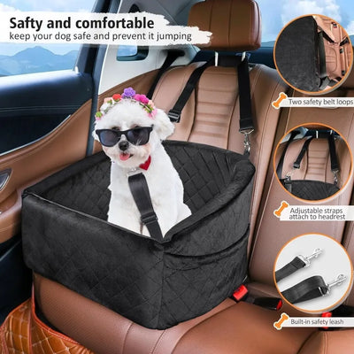 Dog Car Seat for Small Medium Dogs Detachable Washable Dog Booster Seat Pet Car Travel Bed with Storage Pockets and Safety Belt