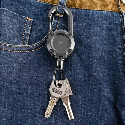 Anti-theft Metal Easy-to-pull Buckle Rope Elastic Keychain Retractable Key Ring Anti Lost Ski Pass ID Card