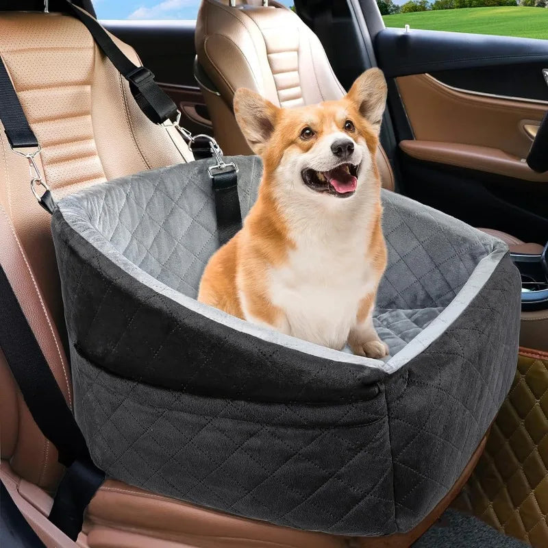 Dog Car Seat for Small Medium Dogs Detachable Washable Dog Booster Seat Pet Car Travel Bed with Storage Pockets and Safety Belt