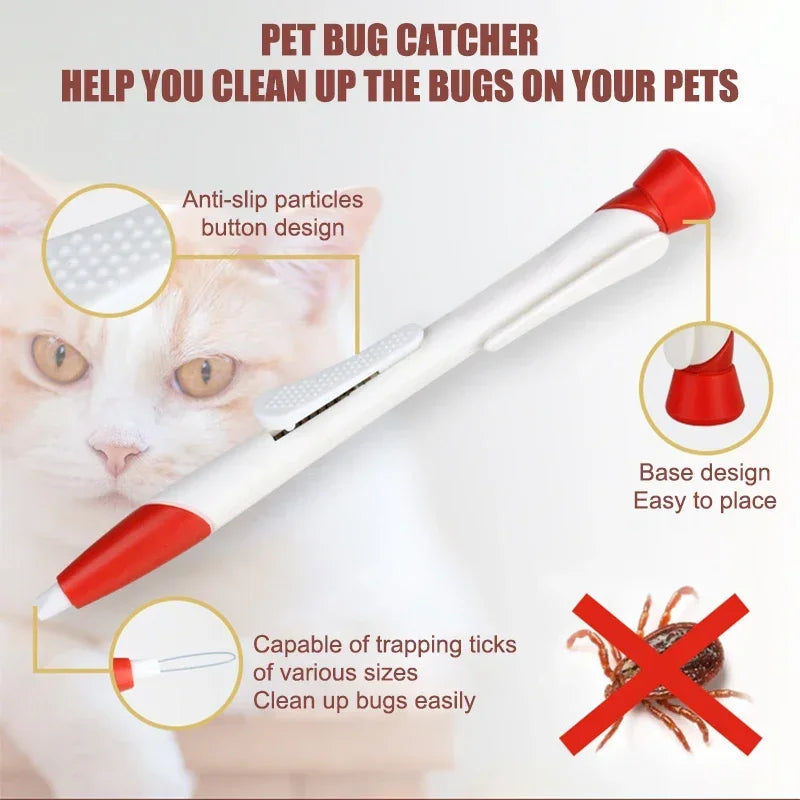 Pet Bug Catching Pen Anti Dog Ticks And Fleas Flea Tick Tweezers Clip Remover Rabbit Flea Removing Ticks Hair Groom Care Tools