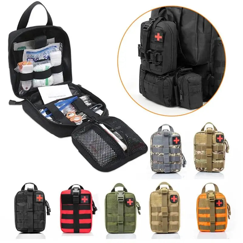 Car mounted emergency rescue kit Molle camouflage multifunctional medical bag outdoor storage bag tactical first aid kit